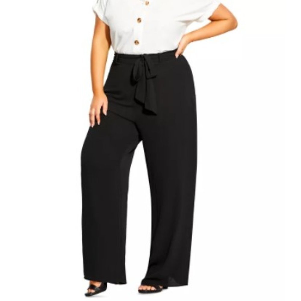 City Chic Trendy Plus Tie-Waist Palazzo Pants 18